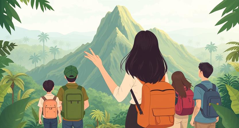 Los estudiantes miraron hacia el Yunque